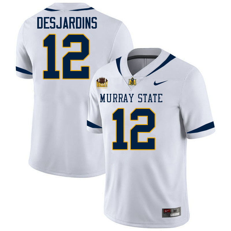 Murray State Racers #12 Lucas Desjardins College Football Jerseys,Uniforms-White